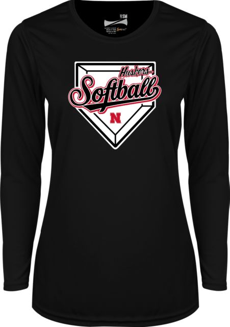 Nebraska Womens Performance Long Sleeve V Neck Shirt Huskers Softball - ONLINE ONLY