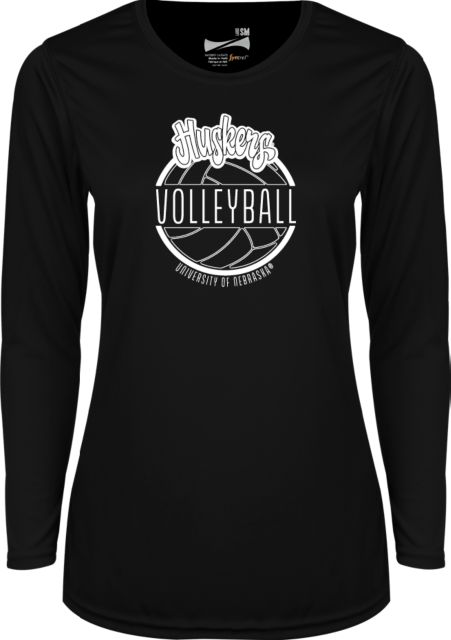 Nebraska Womens Performance Long Sleeve V Neck Shirt Huskers Volleyball - ONLINE ONLY