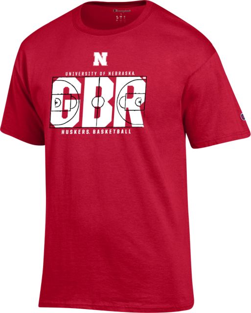 Nebraska Champion Scarlet T Shirt Huskers Basketball - ONLINE ONLY