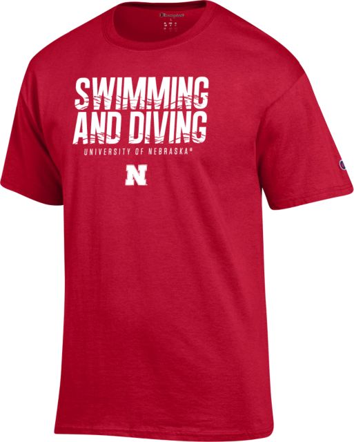 Nebraska Champion Scarlet T Shirt Huskers Swimming and Diving - ONLINE ONLY