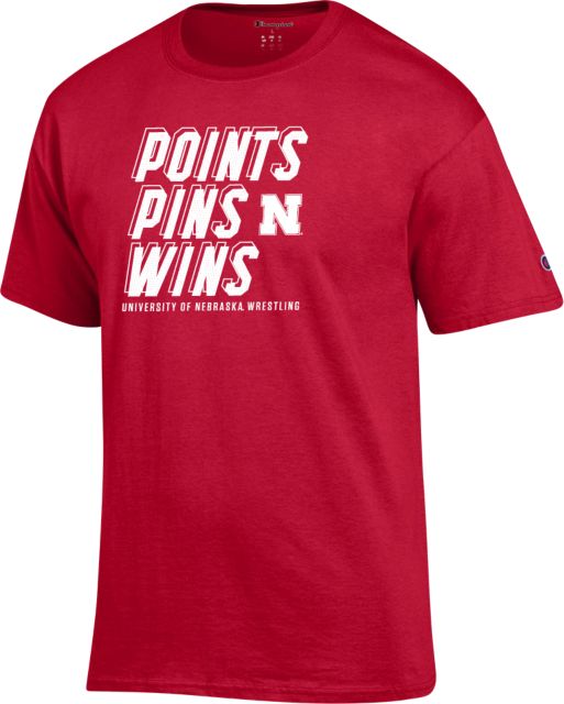 Nebraska Champion Scarlet T Shirt Huskers Wrestling - ONLINE ONLY
