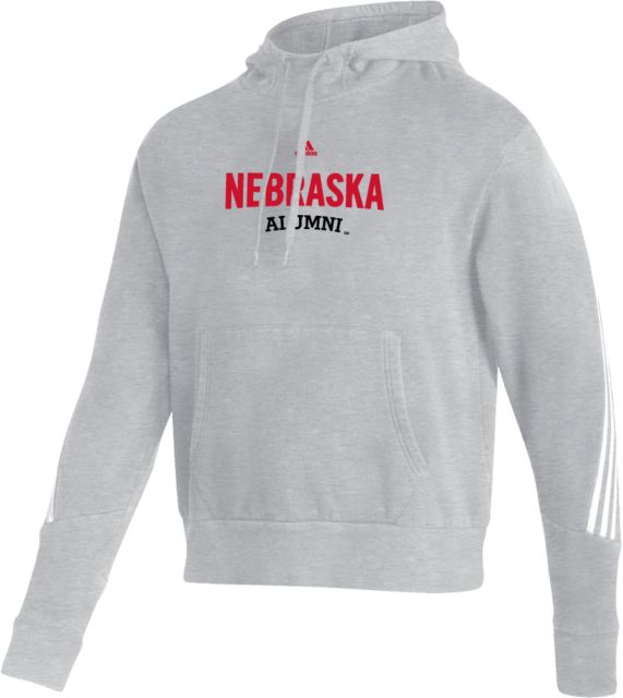 Nebraska Adidas Medium Pullover Hood N Alumni Stacked - ONLINE ONLY