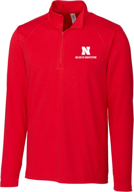 Nebraska Clique Ice Pique Red Half Zip N College of Architecture Stacked - ONLINE ONLY