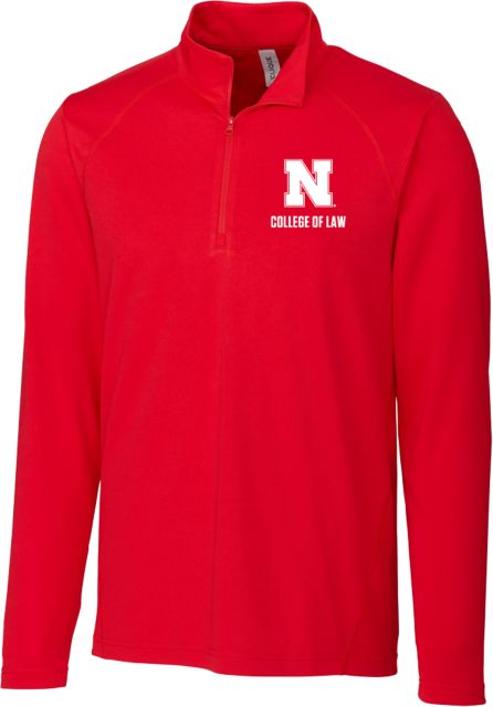 Nebraska Clique Ice Pique Red Half Zip N College of Law Stacked - ONLINE ONLY