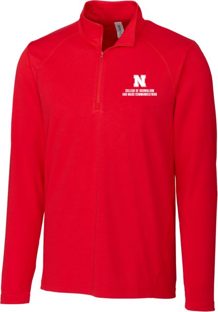 Nebraska Clique Ice Pique Red Half Zip N College of Journalism and Mass Comm Stacked - ONLINE ONLY