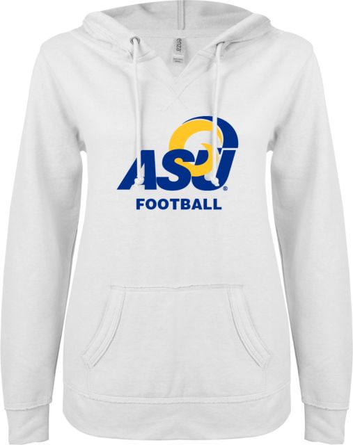 Angelo State ENZA Ladies V Notch Raw Edge Fleece Hoodie ASU Football - ONLINE ONLY