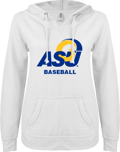 Angelo State ENZA Ladies V Notch Raw Edge Fleece Hoodie ASU Baseball - ONLINE ONLY
