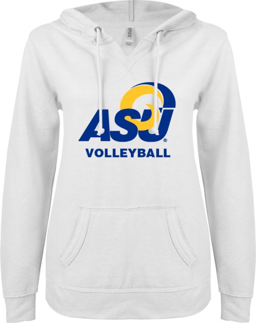 Angelo State ENZA Ladies V Notch Raw Edge Fleece Hoodie ASU Volleyball - ONLINE ONLY