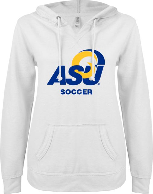 Angelo State ENZA Ladies V Notch Raw Edge Fleece Hoodie ASU Soccer - ONLINE ONLY