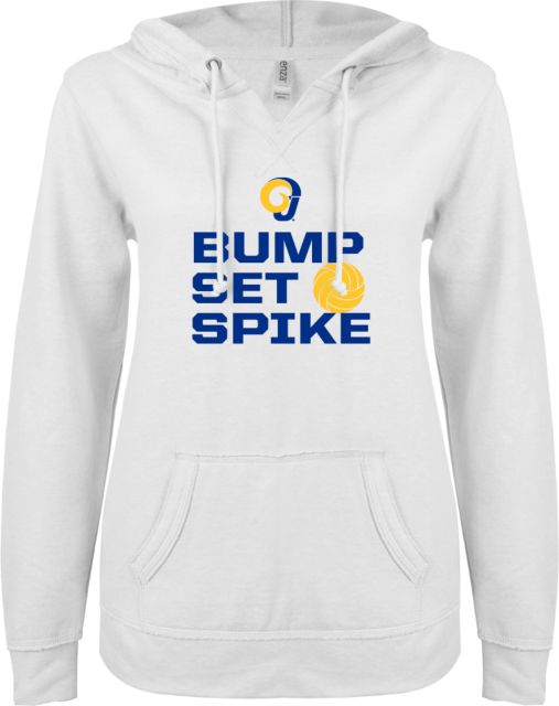Angelo State ENZA Ladies V Notch Raw Edge Fleece Hoodie Rams Volleyball - ONLINE ONLY