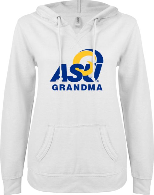 Angelo State ENZA Ladies V Notch Raw Edge Fleece Hoodie ASU Grandma - ONLINE ONLY