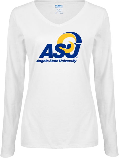 Angelo State Ladies Long Sleeve V Neck Tee Primary Mark - ONLINE ONLY