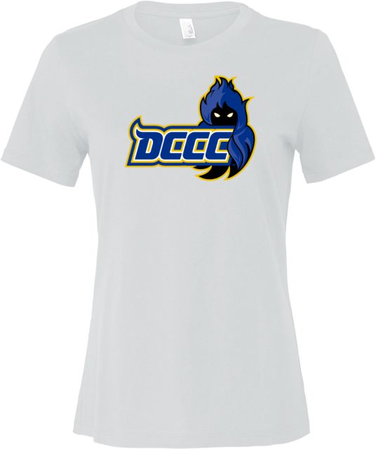 Delaware CC Bella + Canvas Womens Relaxed Cotton T Shirt DCCC Wordmark with Mascot - ONLINE ONLY
