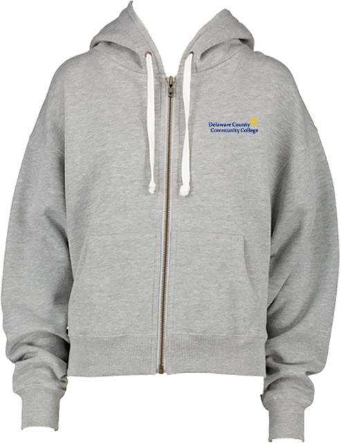 Delaware CC ENZA Womens Boxy Full Zip Hood Delaware County Community College Primary Mark - ONLINE ONLY
