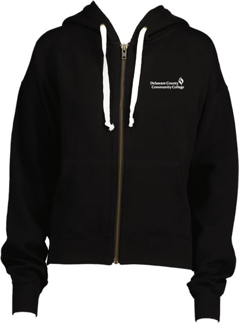Delaware CC ENZA Womens Boxy Full Zip Hood Delaware County Community College Primary Mark - ONLINE ONLY