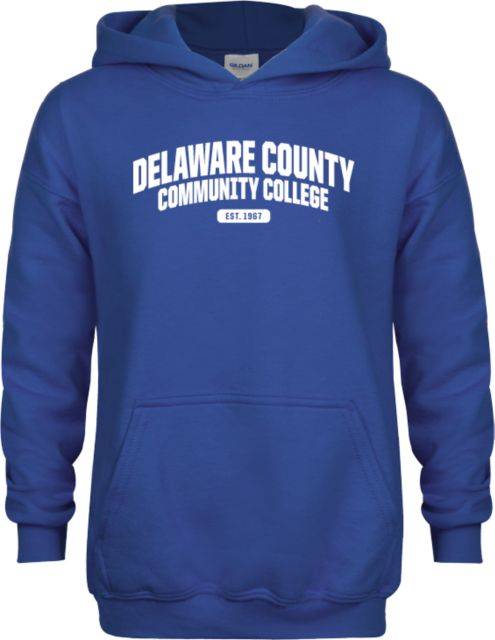 Delaware CC Youth Fleece Hoodie Delaware County Community College EST 1967 Arched Wordmark - ONLINE ONLY,,