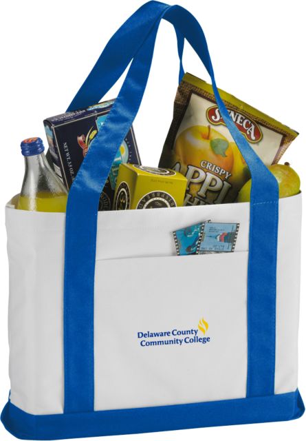 Delaware CC Contender White/Royal Canvas Tote Delaware County Community College Primary Mark - ONLINE ONLY