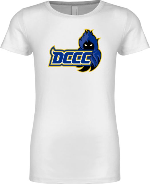 Delaware CC Next Level Girls Fashion Fit T Shirt DCCC Wordmark with Mascot - ONLINE ONLY