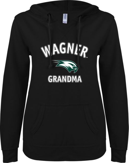 Wagner College ENZA Ladies V Notch Raw Edge Fleece Hoodie Grandma - ONLINE ONLY