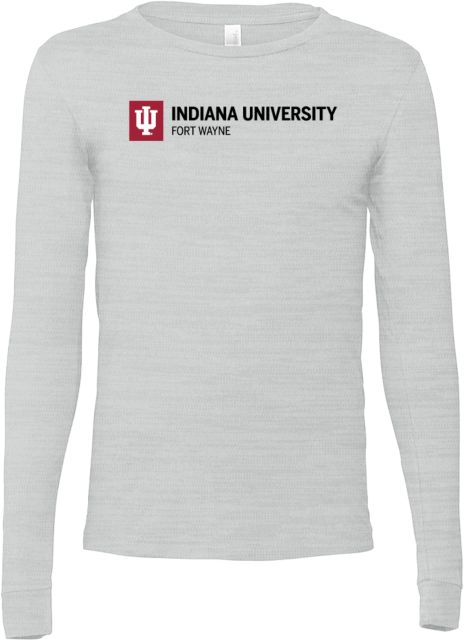 Indiana Bella + Canvas Ash Jersey Cotton Long Sleeve T Shirt Indiana University Fort Wayne Horizontal - ONLINE ONLY
