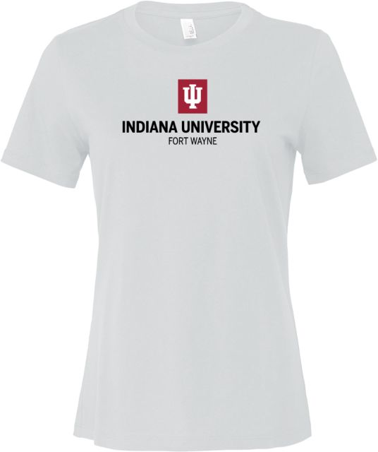 Indiana Bella + Canvas Womens Relaxed Cotton T Shirt Indiana University Fort Wayne Stacked - ONLINE ONLY