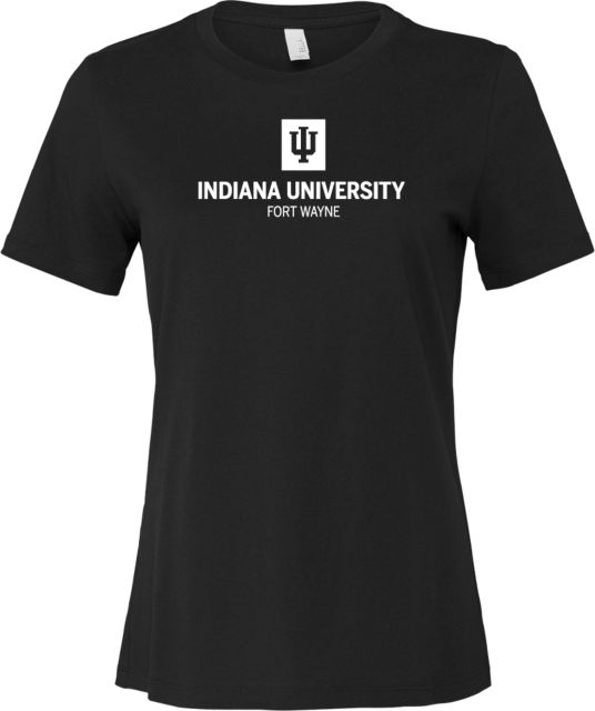 Indiana Bella + Canvas Womens Relaxed Cotton T Shirt Indiana University Fort Wayne Stacked - ONLINE ONLY
