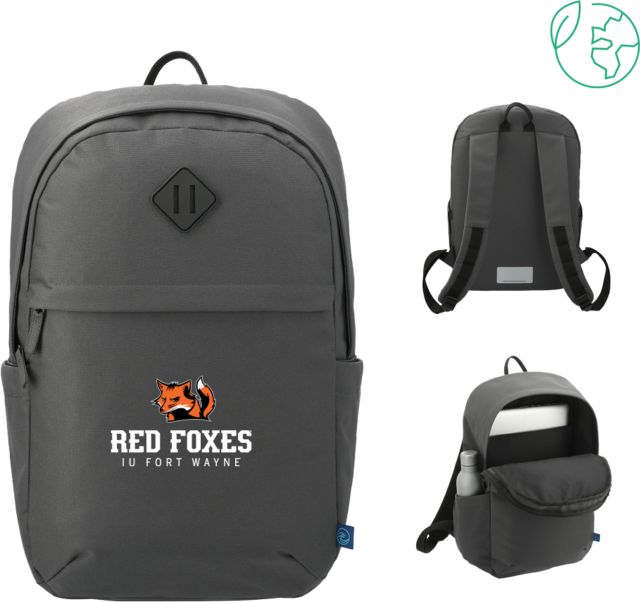 Indiana Repreve Ocean Commuter Computer Backpack IU Fort Wayne Red Foxes with Mascot Stacked - ONLINE ONLY