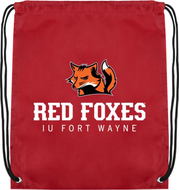 Indiana Drawstring Backpack IU Fort Wayne Red Foxes with Mascot Stacked - ONLINE ONLY