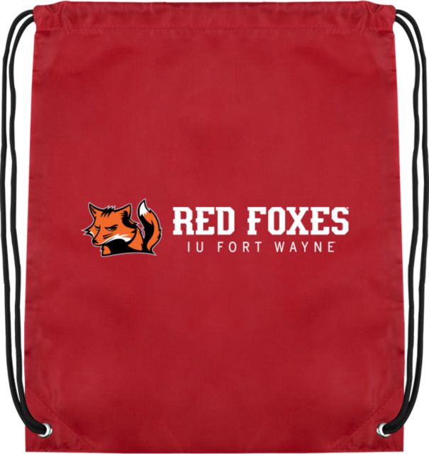Indiana Drawstring Backpack IU Fort Wayne Red Foxes with Mascot Horizontal - ONLINE ONLY