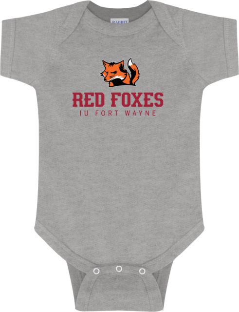 Indiana Infant Bodysuit IU Fort Wayne Red Foxes with Mascot Stacked - ONLINE ONLY