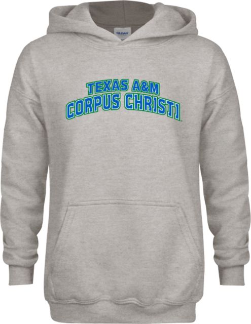 Texas A&M Corpus Christi Youth Fleece Hood Texas A&M Arch Wordmark