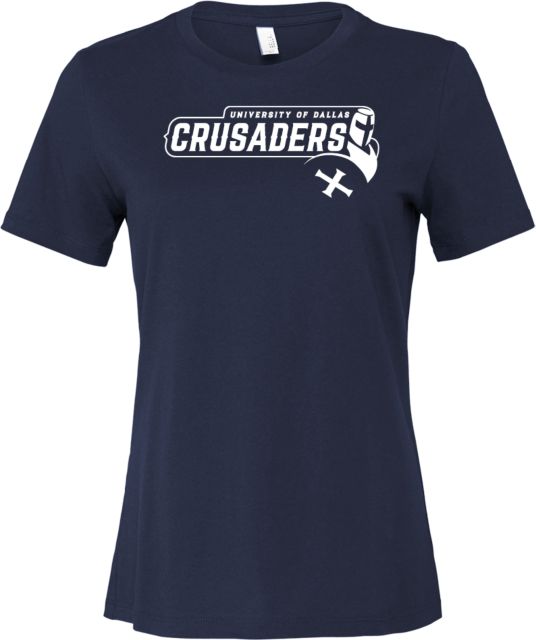 Univ of Dallas Bella + Canvas Womens Relaxed Cotton T Shirt University of Dallas Crusaders with Mascot - ONLINE ONLY