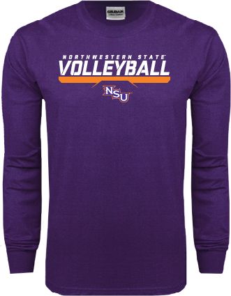 Northwestern State Long Sleeve T Shirt Volleyball Stencil w/ Bar - ONLINE ONLY