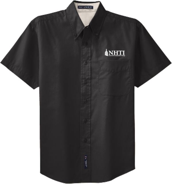 NHTI Concord Twill Button Down Short Sleeve NHTI Primary Wordmark - ONLINE ONLY