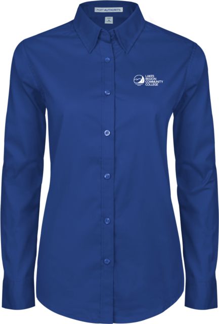Lakes Region Womens Twill Button Down Long Sleeve  Lakes Region CC Primary Mark - ONLINE ONLY
