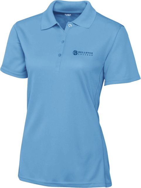 Bellevue C&B Womens Light Clique Ice Pique Polo Bellevue College - Primary Word Mark - ONLINE ONLY