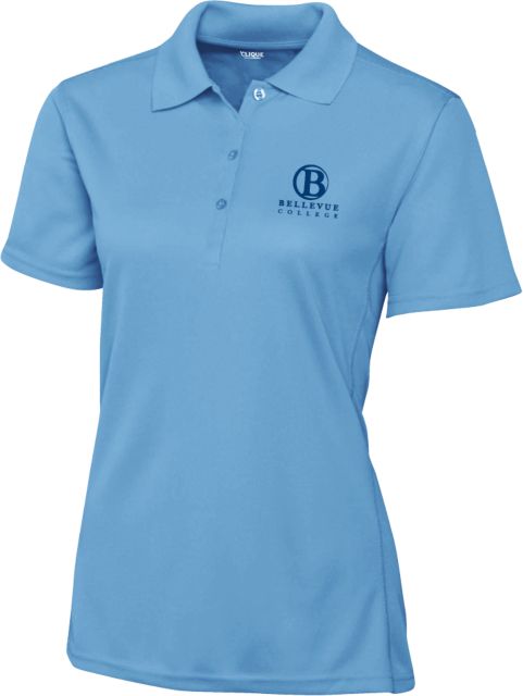 Bellevue C&B Womens Light Clique Ice Pique Polo Bellevue College - Primary Word Mark Stacked - ONLINE ONLY