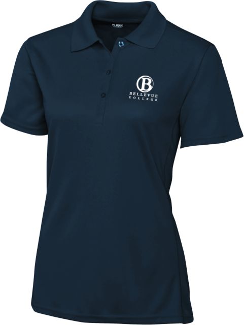 Bellevue C&B Womens Clique Ice Pique Polo Bellevue College - Primary Word Mark Stacked - ONLINE ONLY