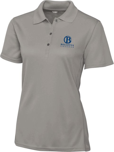 Bellevue C&B Womens Clique Ice Pique Polo Bellevue College - Primary Word Mark Stacked - ONLINE ONLY