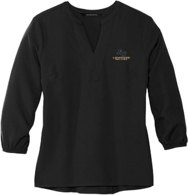 WHC Lemoore Mercer + Mettle Womens 3/4 Sleeve Crepe Blouse Lemoore College Logo Vertical - ONLINE ONLY