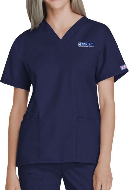 Albert Einstein Ladies Two Pocket V Neck Scrub Top Einstein Logo - ONLINE ONLY