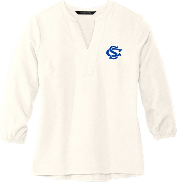 Solano Mercer + Mettle Womens Ivory 3/4 Sleeve Crepe Blouse Solano Community College SC - ONLINE ONLY