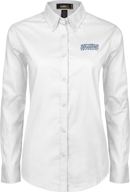 Millennia Atlantic Ladies Twill Button Down Long Sleeve Arched Logo - ONLINE ONLY