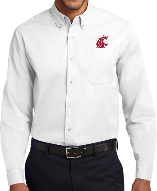 Washington State Twill Button Down Long Sleeve White WSU Primary Athletic Mark - ONLINE ONLY