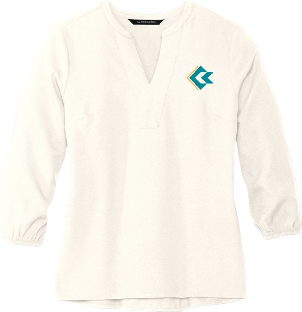 Conconino Mercer + Mettle Womens Ivory 3/4 Sleeve Crepe Blouse Coconino Community College - Emblem - ONLINE ONLY