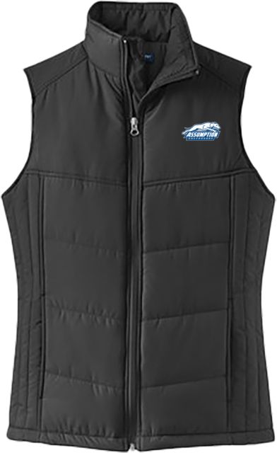 Assumption Womens Puffer Vest Assumption University Greyhound Logo - ONLINE ONLY