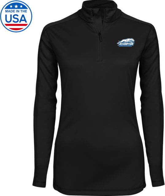 Assumption Syntrel Womens Interlock 1/4 Zip Assumption University Greyhound Logo - ONLINE ONLY