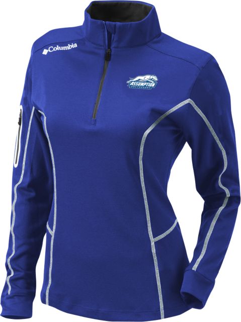Assumption Columbia Womens Omni Wick Shotgun 1/4 Zip Assumption University Greyhound Logo - ONLINE ONLY