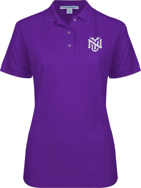 NYU Ladies Easycare Pique Polo NYU Monogram - ONLINE ONLY