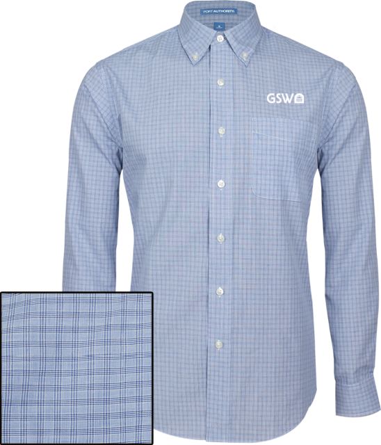 GSW State Plaid Long Sleeve Button Down GSW and Badge - ONLINE ONLY